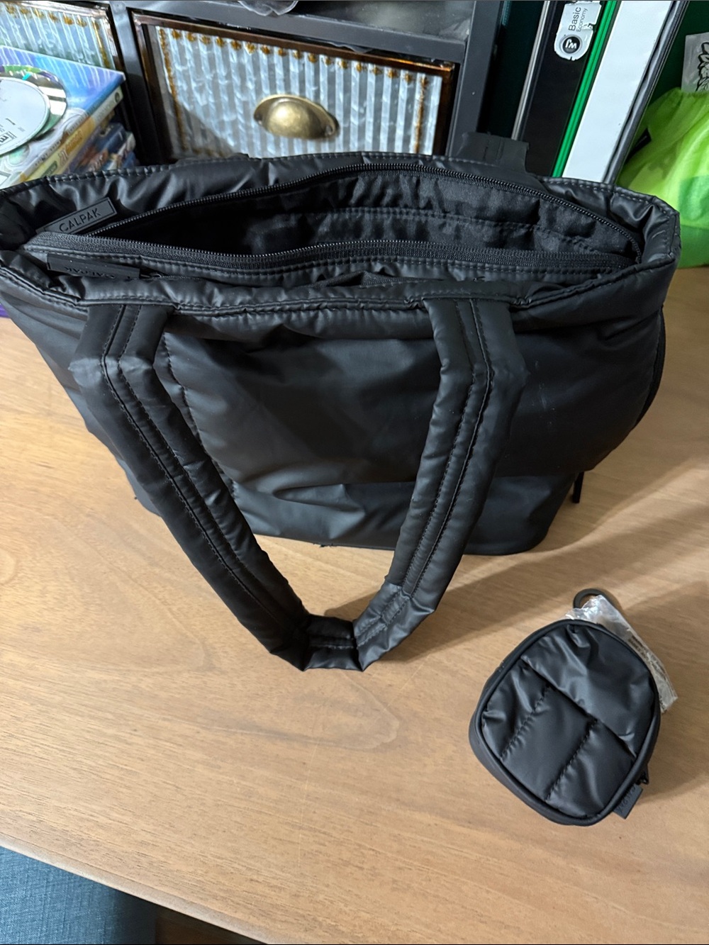 Calpak Luka Black Padded mini Tote with Luka Key Pouch